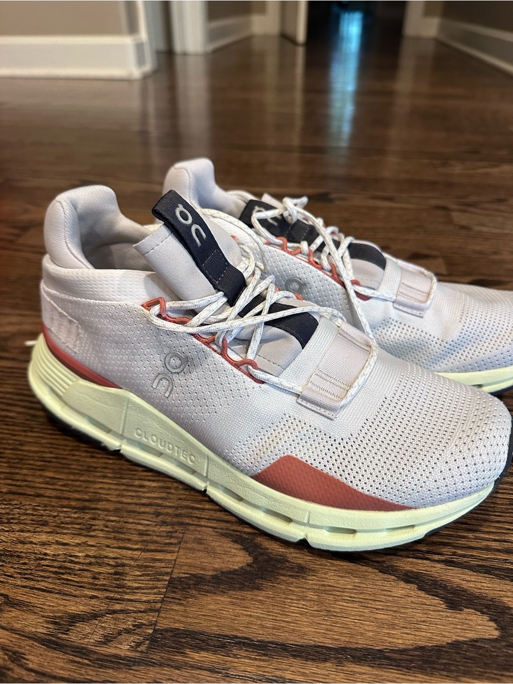 ON Cloudtec White & neon with brown Running Shoes